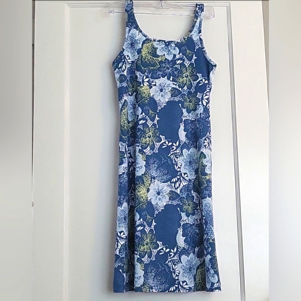 Columbia Woman's Omni Freeze A-line Blue Tropical Dress Size Small